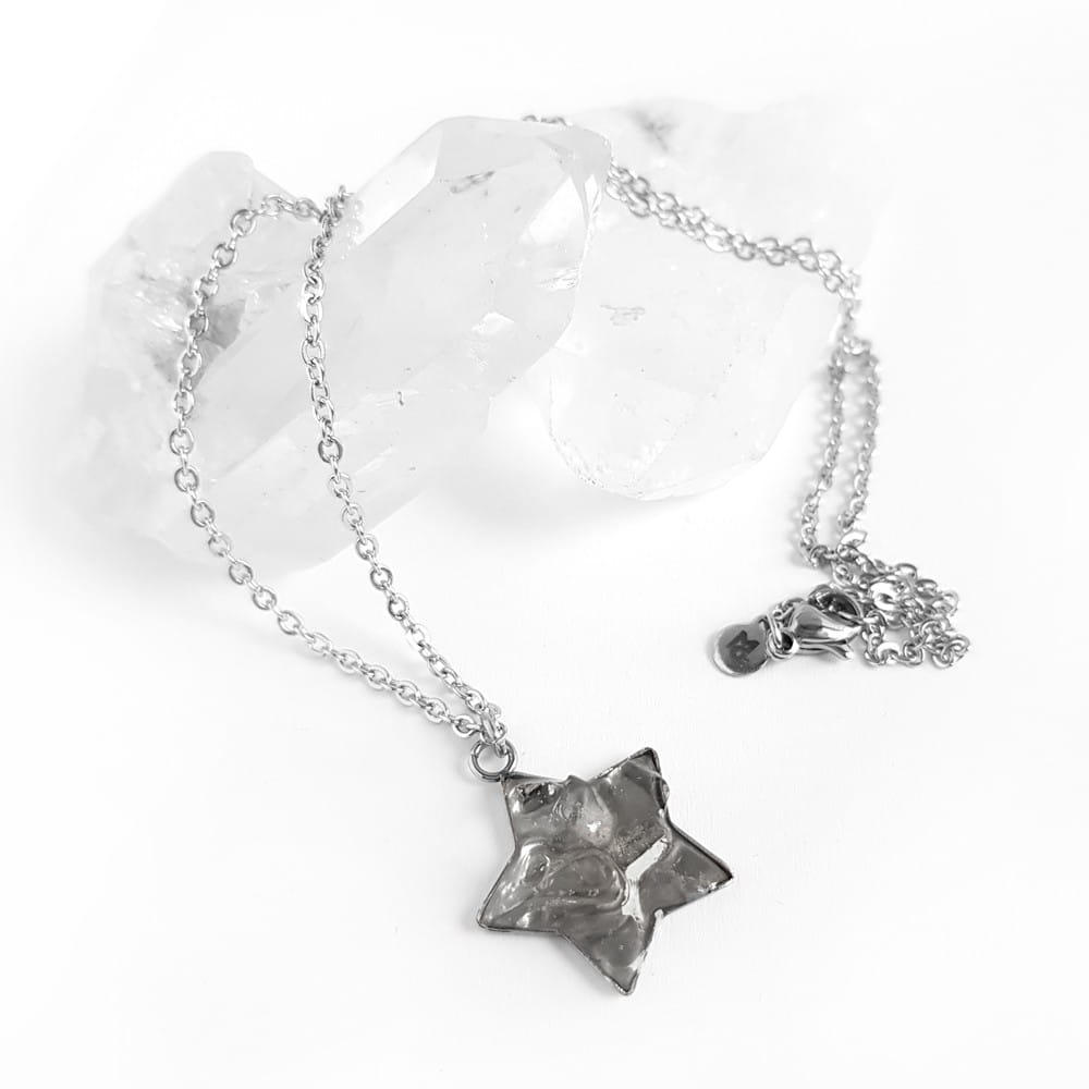 Naszyjnik kryształ górski gwiazdka na srebrnym łańcuszku stal chirurgiczna Sparkles crystal