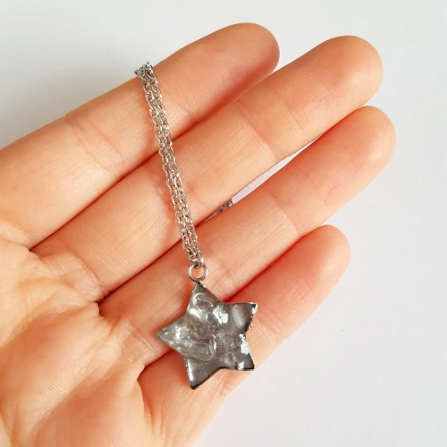 Naszyjnik kryształ górski gwiazdka na srebrnym łańcuszku stal chirurgiczna Sparkles crystal