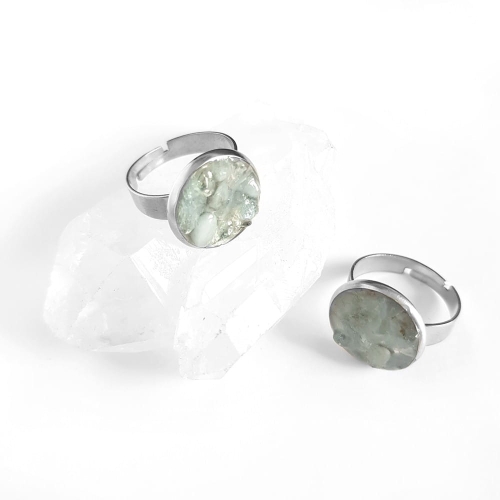 Pierścionek klasyczny akwamaryn w żywicy Sparkles aquamarine