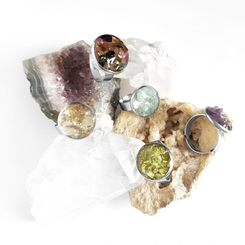 Pierścionek klasyczny akwamaryn w żywicy Sparkles aquamarine