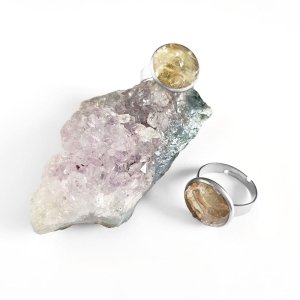 Pierścionek klasyczny cytryn w żywicy Sparkles citrine