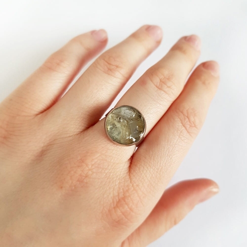 Pierścionek klasyczny cytryn w żywicy Sparkles citrine