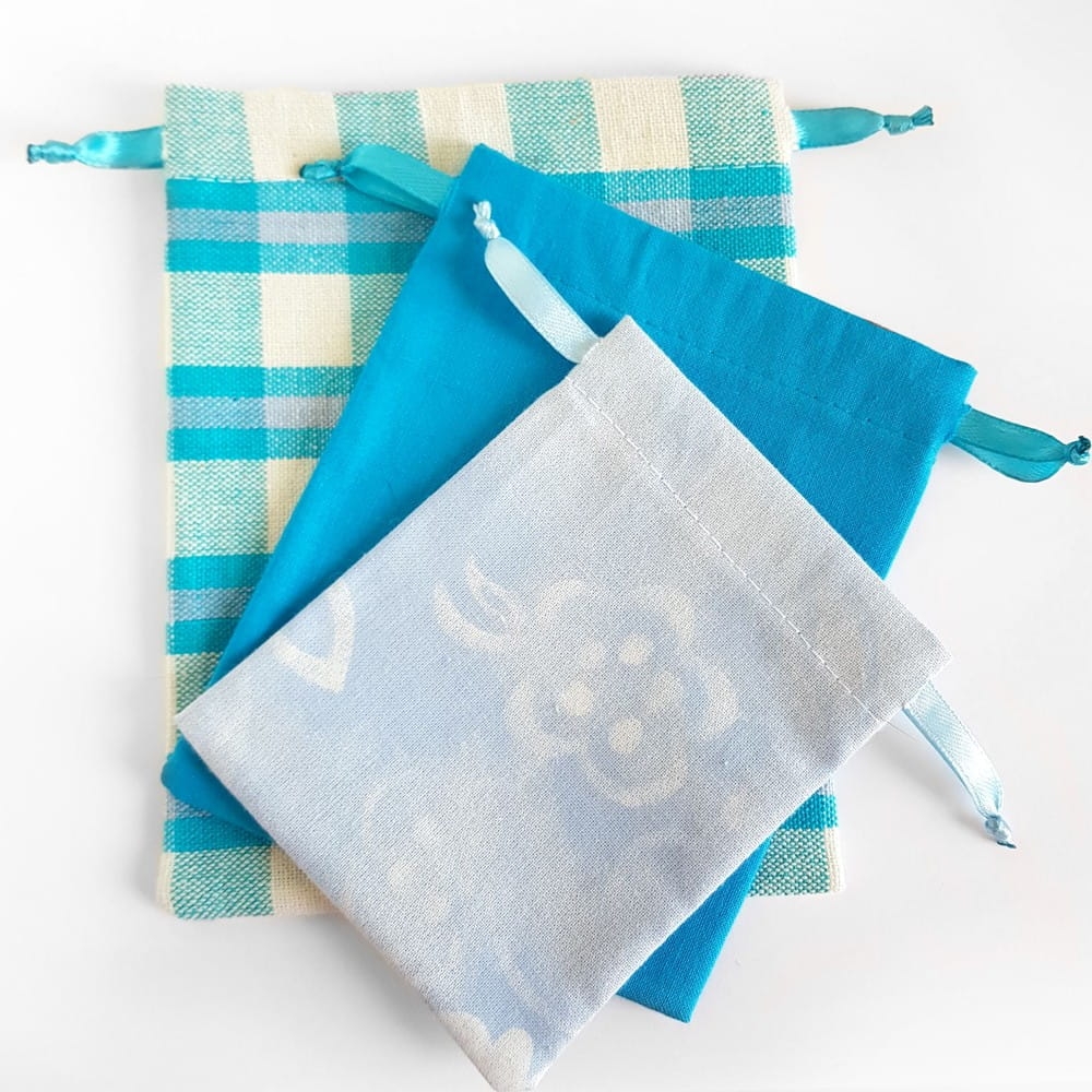 Zestaw 3 woreczków bawełnianych Błękitki