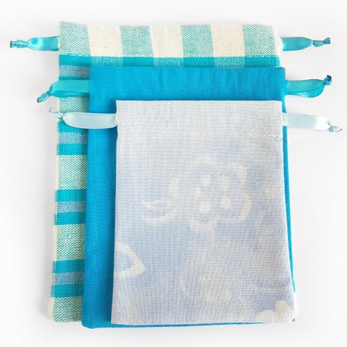 Zestaw 3 woreczków bawełnianych Błękitki
