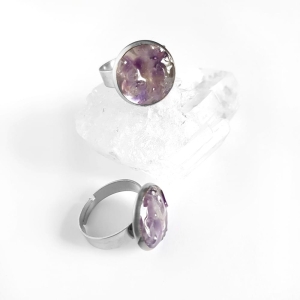 Pierścionek klasyczny ametyst w żywicy Sparkles amethyst