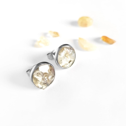 Kolczyki sztyfty cytryn w żywicy stal chirurgiczna Sparkles citrine
