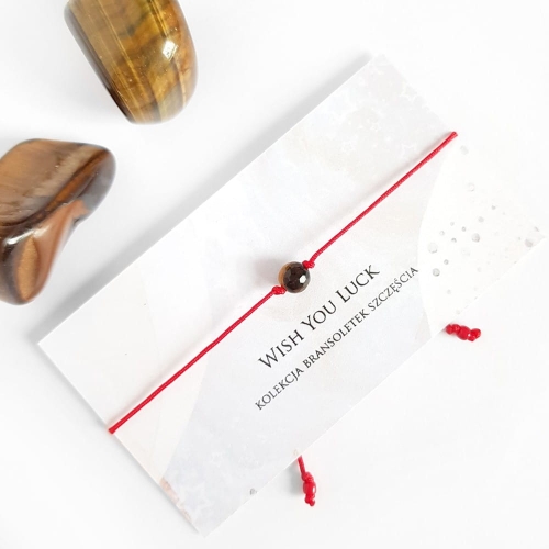 WishYouLuck tygrysie oko fasetowana kula bransoletka szczęścia na czerwonym sznurku