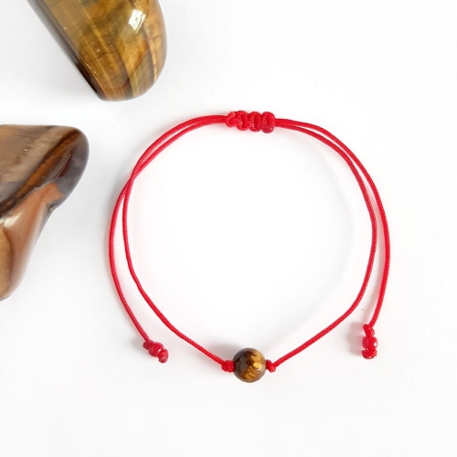WishYouLuck tygrysie oko fasetowana kula bransoletka szczęścia na czerwonym sznurku