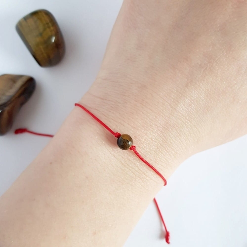 WishYouLuck tygrysie oko fasetowana kula bransoletka szczęścia na czerwonym sznurku