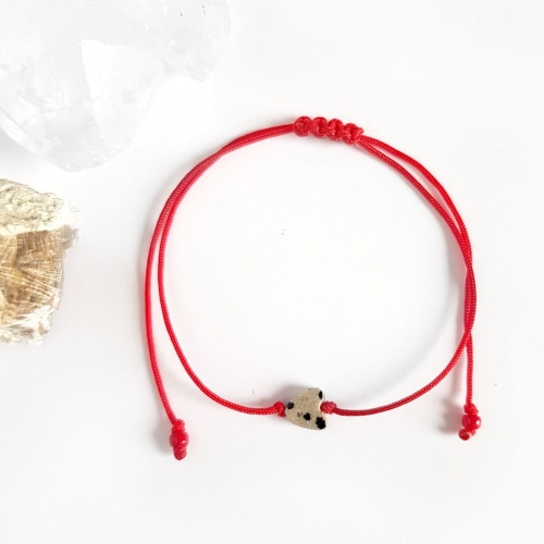 WishYouLuck jaspis dalmatyńczyk serce bransoletka szczęścia na czerwonym sznurku