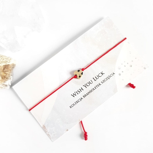 WishYouLuck jaspis dalmatyńczyk serce bransoletka szczęścia na czerwonym sznurku