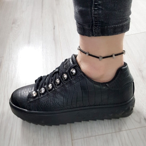 Bransoletka na nogę labradoryt bryłki na czarnym sznurku