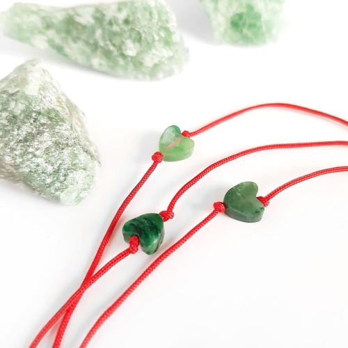 WishYouLuck zielony jadeit serce bransoletka szczęścia na czerwonym sznurku