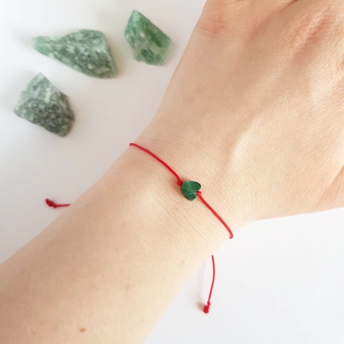 WishYouLuck zielony jadeit serce bransoletka szczęścia na czerwonym sznurku