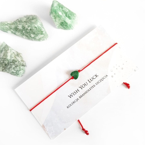WishYouLuck zielony jadeit serce bransoletka szczęścia na czerwonym sznurku
