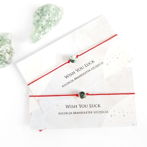 WishYouLuck agat mszysty gładka kula bransoletka szczęścia na czerwonym sznurku