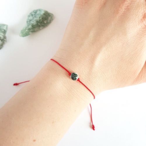 WishYouLuck agat mszysty gładka kula bransoletka szczęścia na czerwonym sznurku