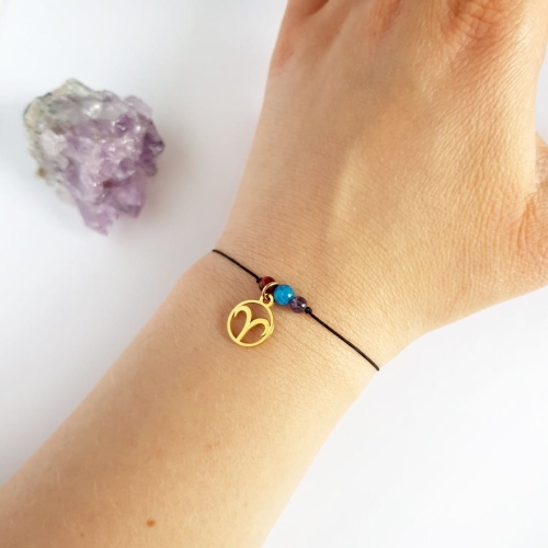 Bransoletka karneol, apatyt, ametyst Zodiac Baran