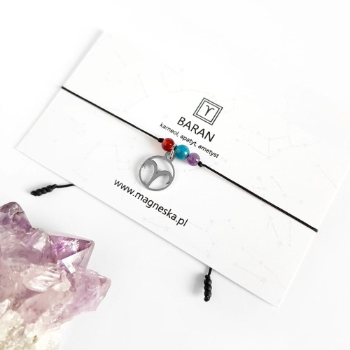 Bransoletka karneol, apatyt, ametyst Zodiac Baran