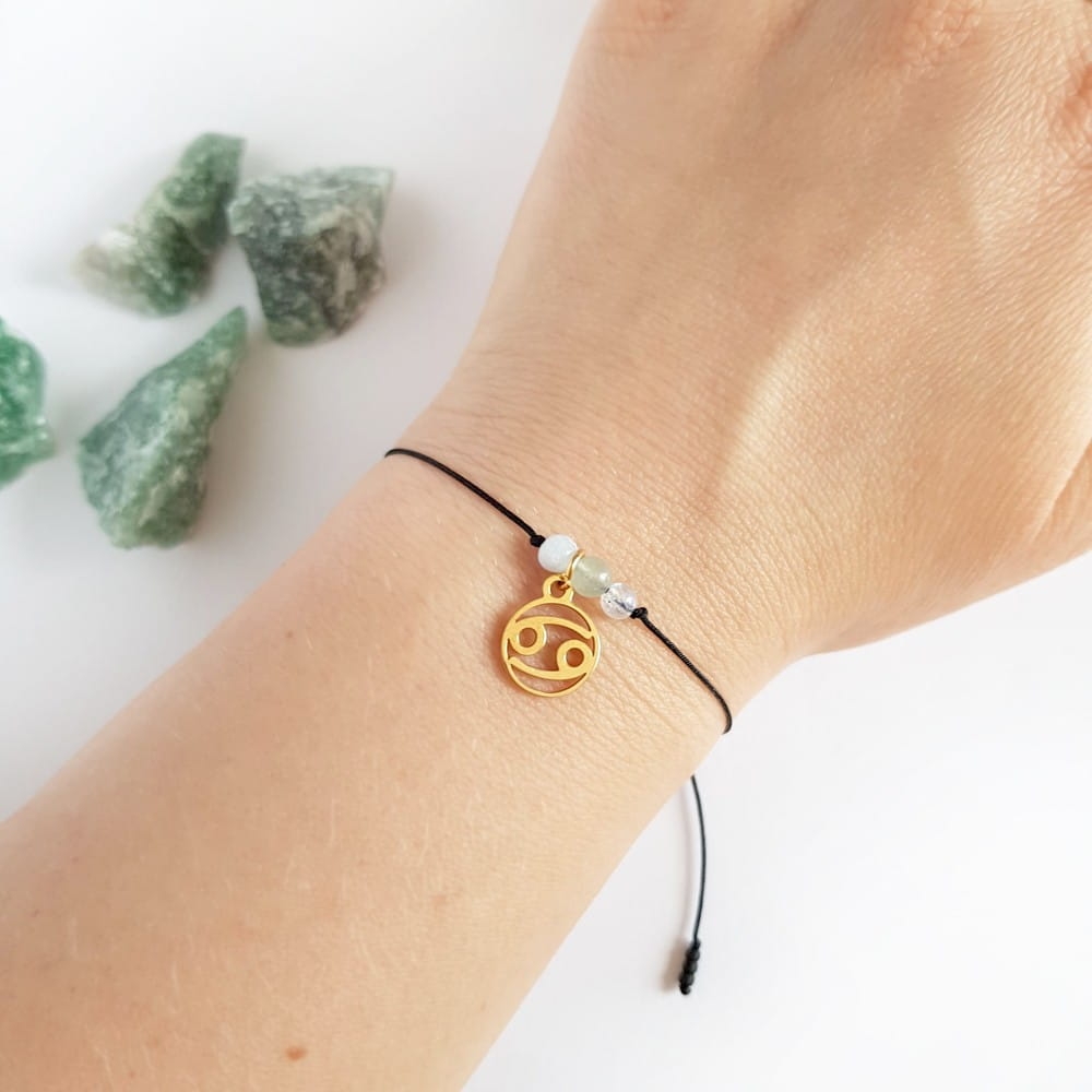 Bransoletka chalcedon, awenturyn, kamień księżycowy Zodiac Rak