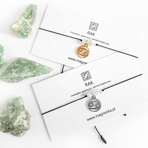 Bransoletka chalcedon, awenturyn, kamień księżycowy Zodiac Rak