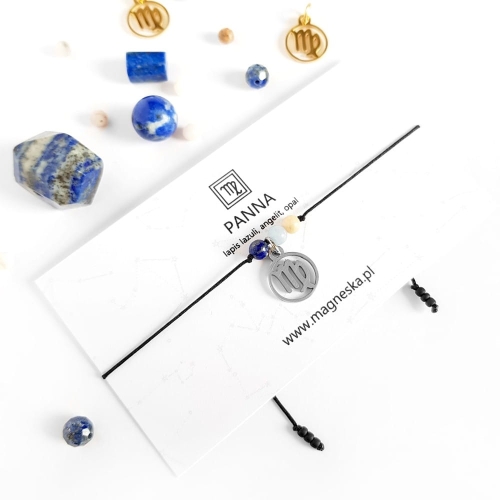Bransoletka lapis lazuli, angelit, opal Zodiac Panna