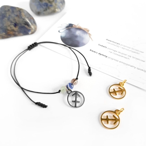 Bransoletka awenturyn, sodalit i kwarc dymny Zodiac Strzelec