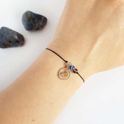 Bransoletka awenturyn, sodalit i kwarc dymny Zodiac Strzelec