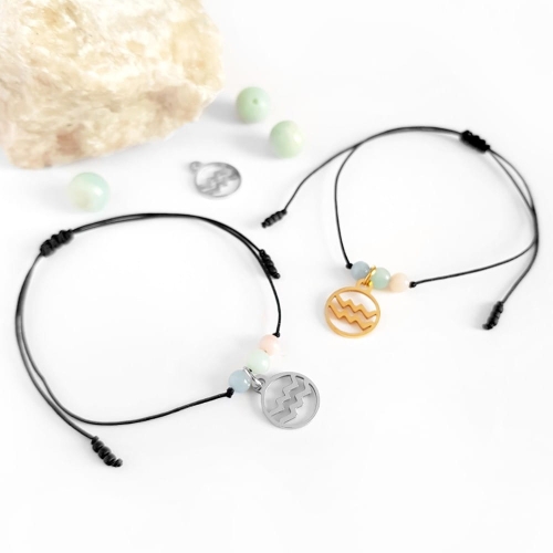 Bransoletka angelit, amazonit i opal Zodiac Wodnik
