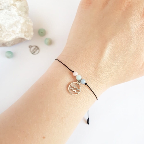 Bransoletka angelit, amazonit i opal Zodiac Wodnik