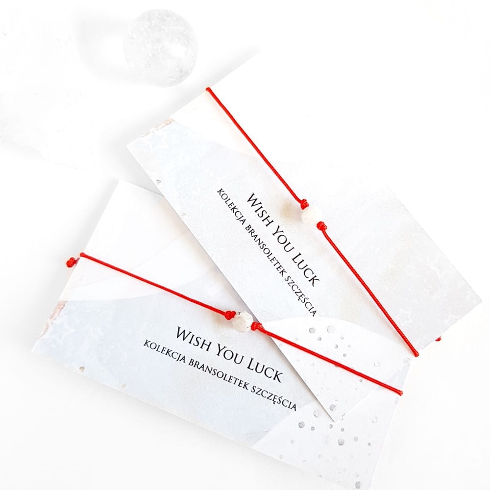 WishYouLuck kamień księżycowy fasetowana kula bransoletka szczęścia na czerwonym sznurku