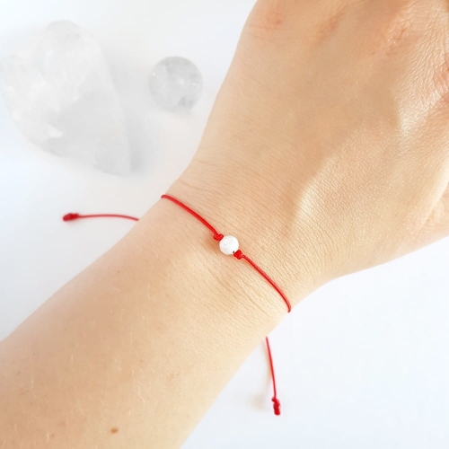 WishYouLuck kamień księżycowy fasetowana kula bransoletka szczęścia na czerwonym sznurku