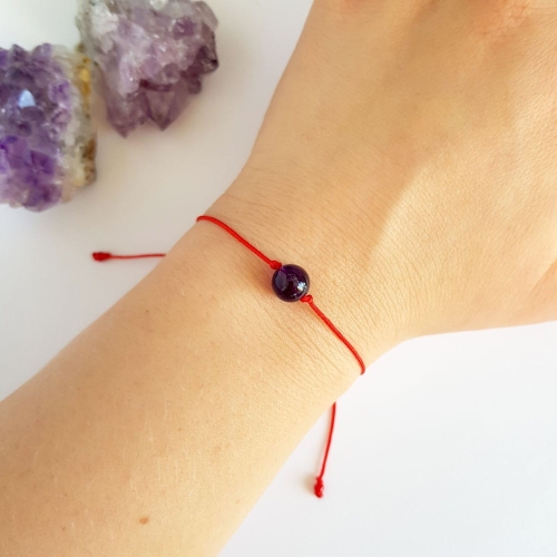 WishYouLuck ametyst big bransoletka szczęścia na czerwonym sznurku