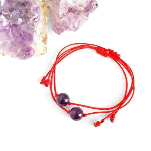 WishYouLuck ametyst big bransoletka szczęścia na czerwonym sznurku