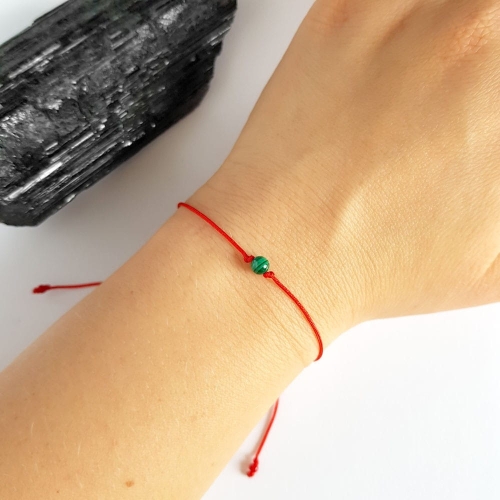 WishYouLuck malachit bransoletka szczęścia na czerwonym sznurku