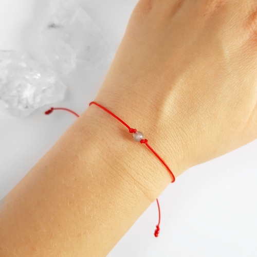 WishYouLuck labradoryt bransoletka szczęścia na czerwonym sznurku