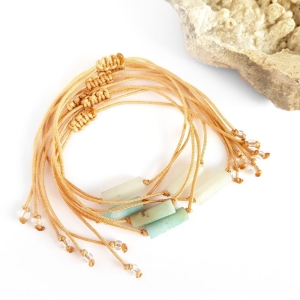 Bransoletka amazonit patyczek na karmelowym sznurku Amazonite stick