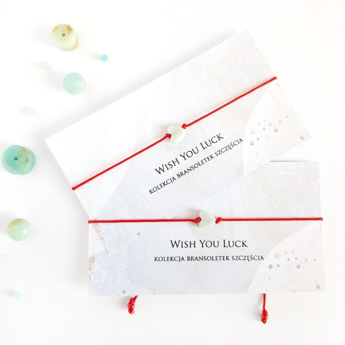 WishYouLuck amazonit serce bransoletka szczęścia na czerwonym sznurku