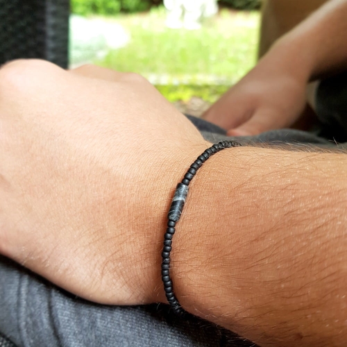 Męska bransoletka na sznurku szary jaspis Gray stick