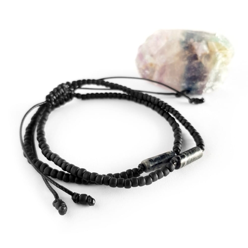 Męska bransoletka na sznurku szary jaspis Gray stick