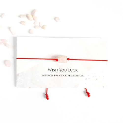 WishYouLuck kunzyt bryłka bransoletka szczęścia na czerwonym sznurku