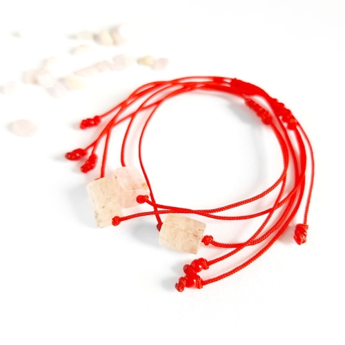 WishYouLuck kunzyt bryłka bransoletka szczęścia na czerwonym sznurku