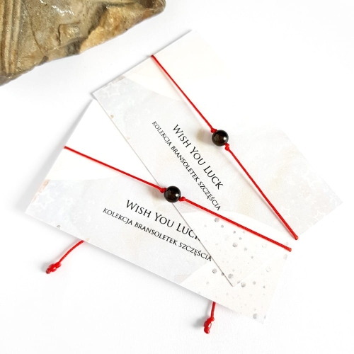 WishYouLuck obsydian złoty bransoletka szczęścia na czerwonym sznurku