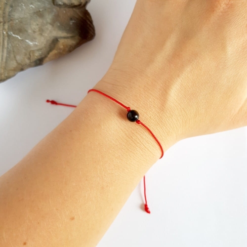 WishYouLuck obsydian złoty bransoletka szczęścia na czerwonym sznurku