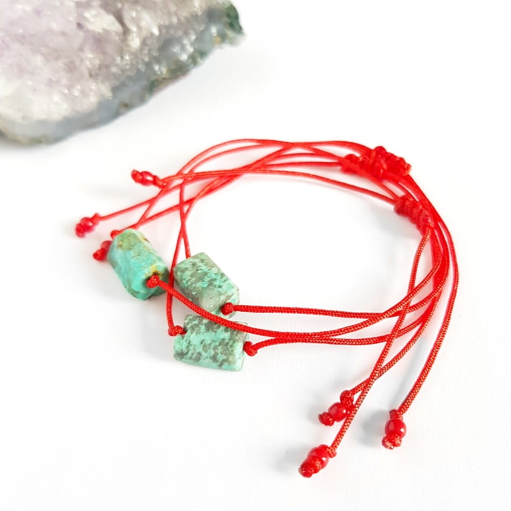 WishYouLuck turkus afrykański bransoletka szczęścia na czerwonym sznurku