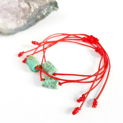 WishYouLuck turkus afrykański bransoletka szczęścia na czerwonym sznurku