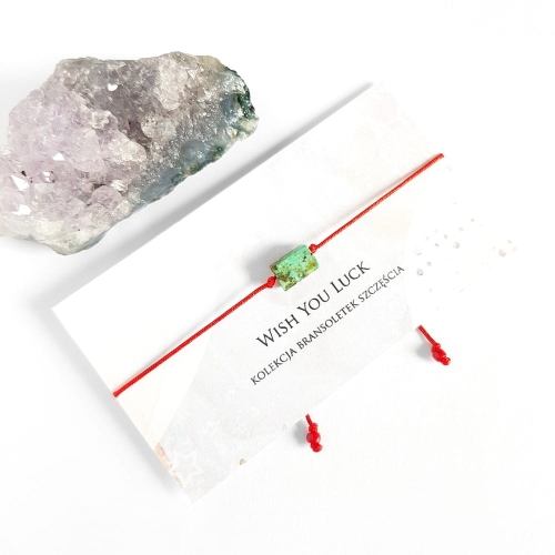 WishYouLuck turkus afrykański bransoletka szczęścia na czerwonym sznurku