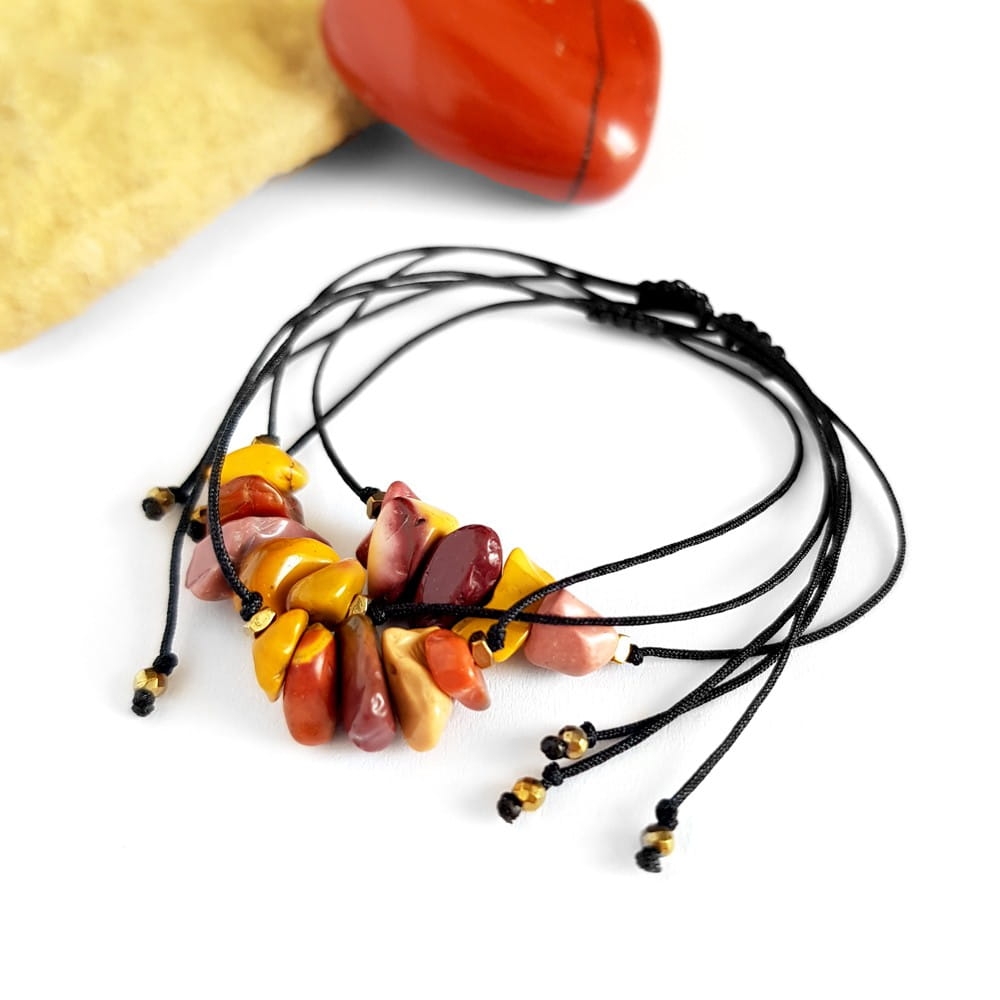 So Nature! Bransoletka mokait bryłki na czarnym sznurku