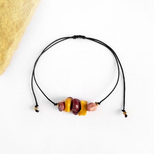 So Nature! Bransoletka mokait bryłki na czarnym sznurku