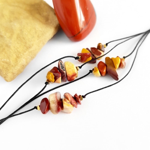 So Nature! Bransoletka mokait bryłki na czarnym sznurku